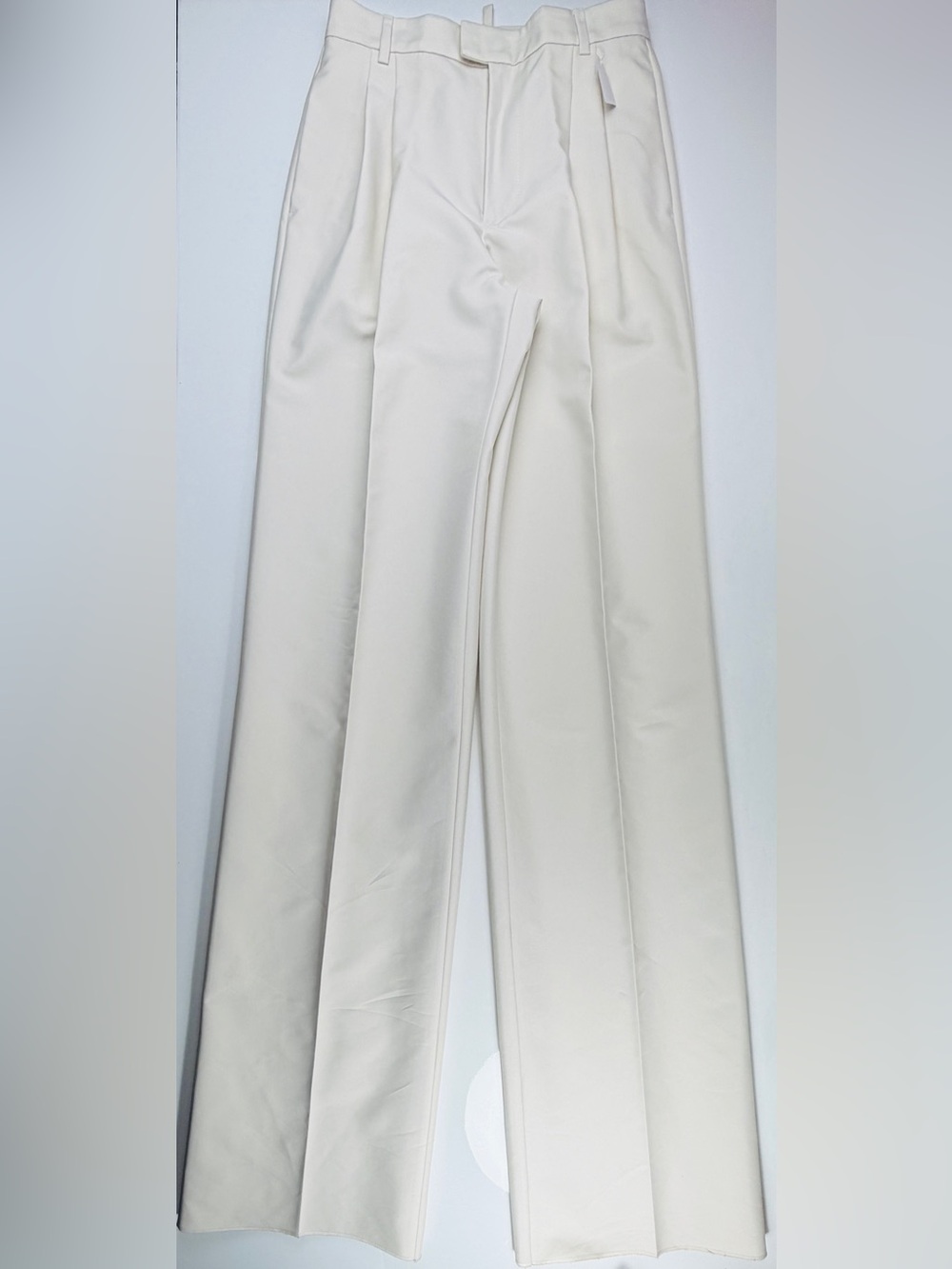 Dsquared2 Cream Cotton/Nylon Blend Pleated Wide Leg Extra Long Trousers, Sz 44/8